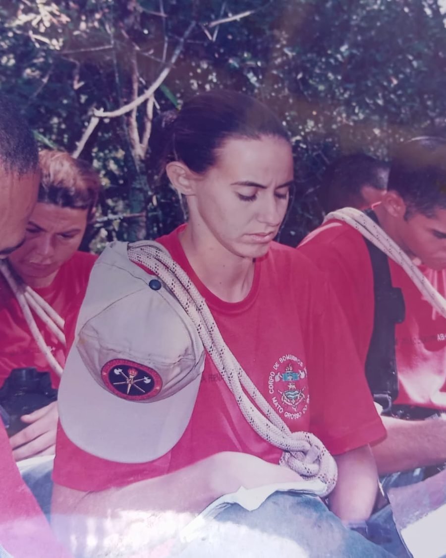 Priscila durante o curso de formação do Corpo de Bombeiros